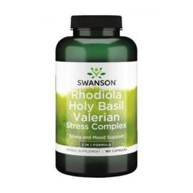 Rhodiola Holy Basil Valerian Stress Complex Swanson 180 kapsułek