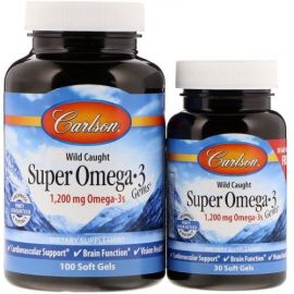 Wild Caught Super Omega-3 Gems Carlson Labs 100 + 30 softgels