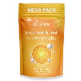 Witamina D3 + K2 4000 IU 100 mcg Mega Pack 500 softgels | Lyora