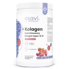 Kolagen Hydrolizowany Typu I & III Osavi Wiśnia-Truskawka - 660 grams