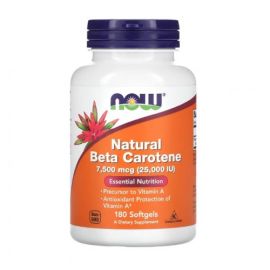 Beta Carotene Natural NOW Foods 25 000 IU - 180 softgels