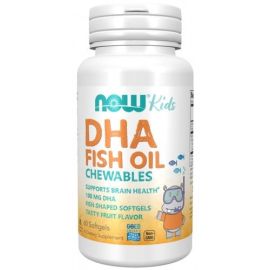 DHA Kids Fish Oil Chewables NOW Foods 60 softgels