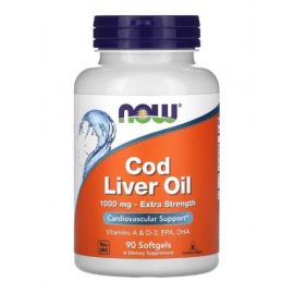 Cod Liver Oil NOW Foods 1000mg Extra Strength - 90 Softgels