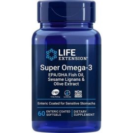 Super Omega-3 EPA/DHA with Sesame Lignans & Olive Extract Life Extension 60 enteric coated softgels