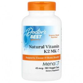 Natural Vitamin K2 MK7 with MenaQ7 Doctor's Best 45mcg - 180 wegetariańskich kapsułek