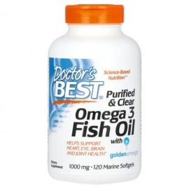 Purified & Clear Omega 3 Fish Oil Doctor's Best 120 marine softgels