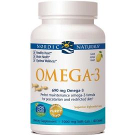 Omega-3 Nordic Naturals 690mg Lemon (Fish Gelatin) - 60 softgels